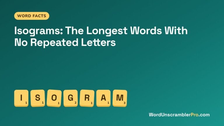Isograms: The Longest Words With No Repeated Letters