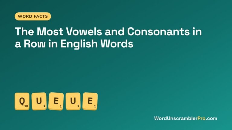 The Most Vowels and Consonants in a Row in English Words